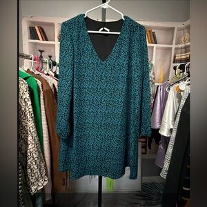 Three-Eighty-Two Brand Elegant Teal Long Sleeve Dress oversized